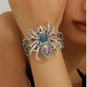 BUNDLE Striking Silver-tone Spider With Multicolor Rhinestones